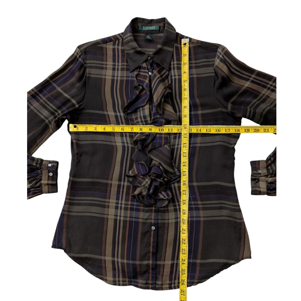 Lauren Ralph Lauren Vintage Silk Plaid Button Down Blouse - Picture 12 of 12